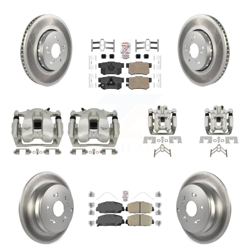 Front Rear Disc Brake Caliper Coat Rotors Ceramic Pad Kit (10Pc) For 2016-2018 Acura RDX KCG-102645N
