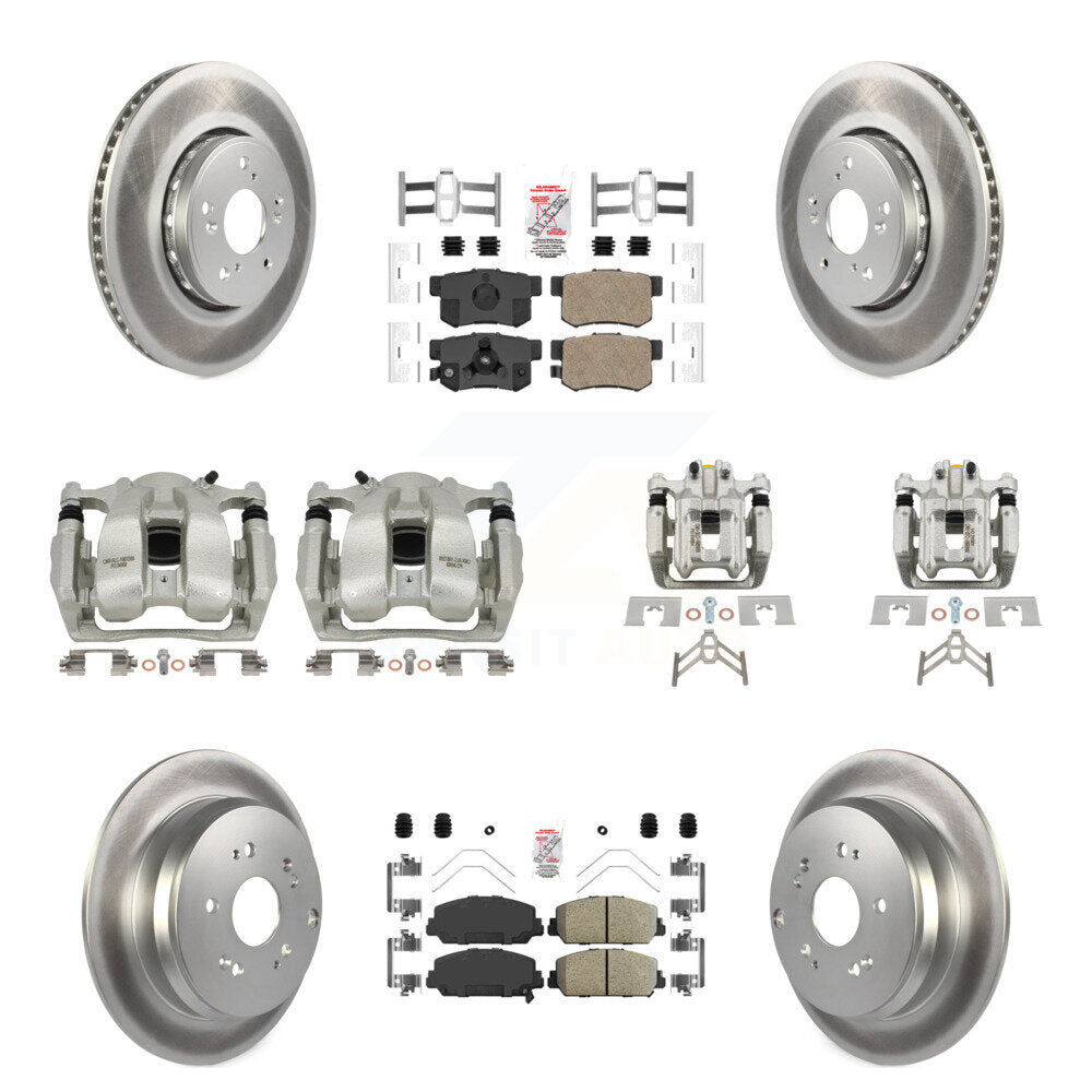 Front Rear Disc Brake Caliper Coat Rotors Ceramic Pad Kit (10Pc) For 2016-2018 Acura RDX KCG-102646N