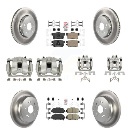 Front Rear Disc Brake Caliper Coat Rotors Ceramic Pad Kit (10Pc) For 2016-2018 Acura RDX KCG-102646N