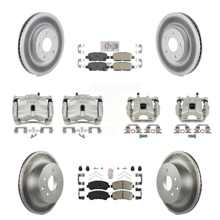 Front Rear Disc Brake Caliper Coat Rotors Ceramic Pad Kit (10Pc) For Nissan Rogue Select KCG-102647N
