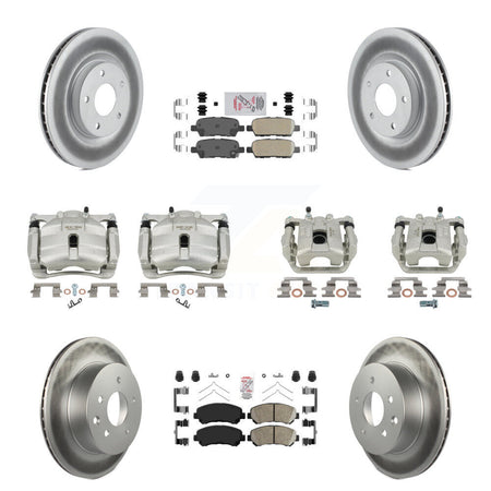 Front Rear Disc Brake Caliper Coat Rotors Ceramic Pad Kit (10Pc) For Nissan Rogue Select KCG-102649N