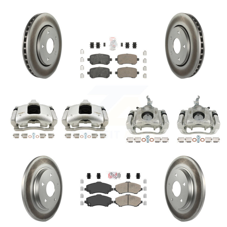 Front Rear Brake Caliper Coat Rotor & Ceramic Pad Kit (10Pc) For 2009-2011 Dodge Journey KCG-102651N