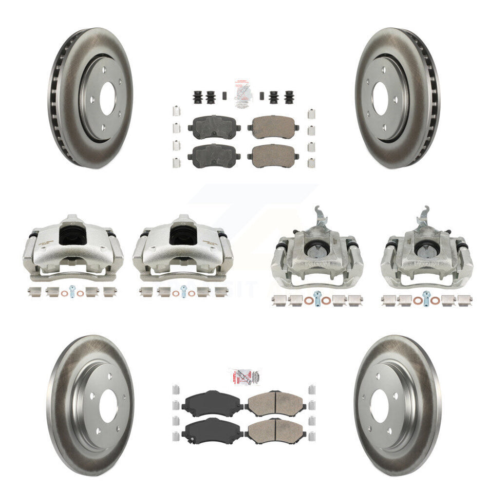 Front Rear Brake Caliper Coat Rotor & Ceramic Pad Kit (10Pc) For 2009-2011 Dodge Journey KCG-102652N