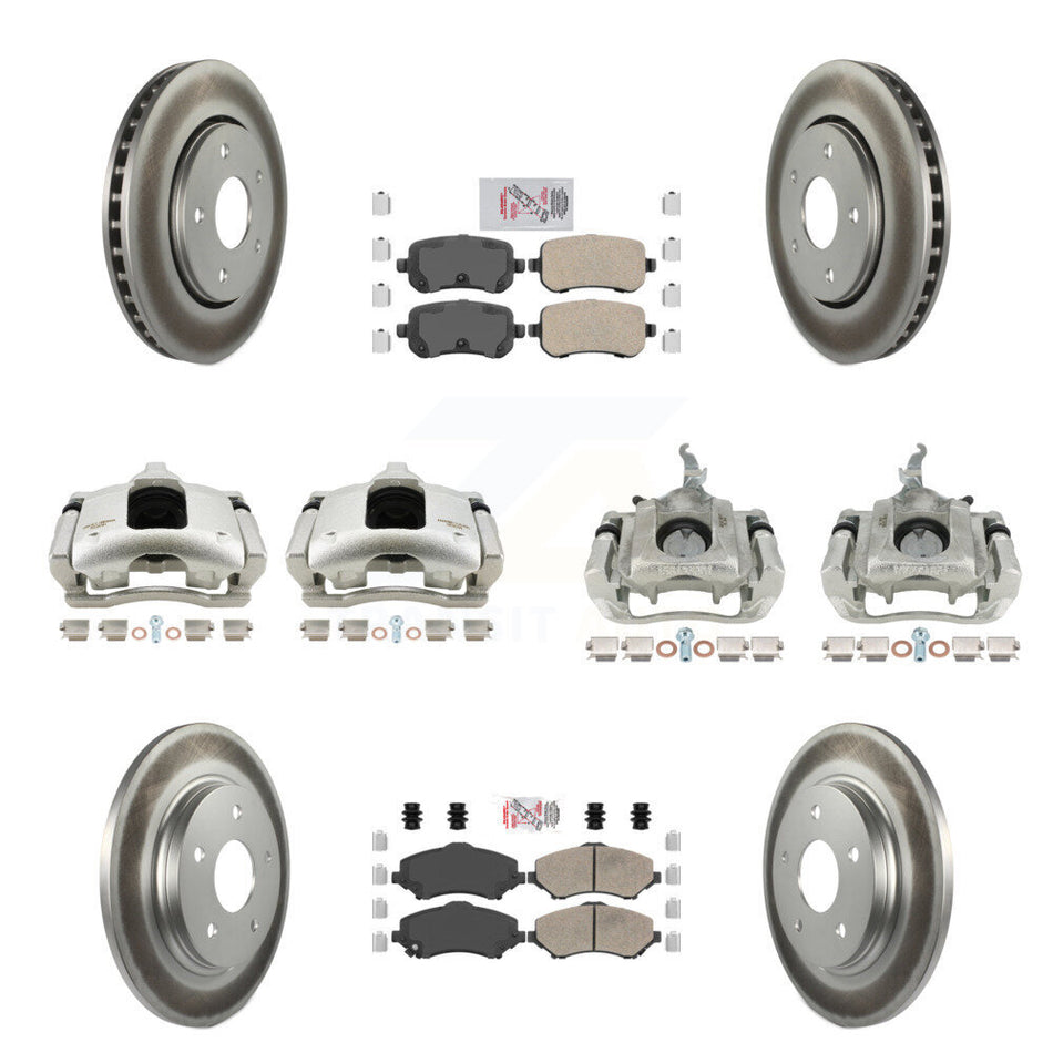 Front Rear Brake Caliper Coat Rotor & Ceramic Pad Kit (10Pc) For 2009-2011 Dodge Journey KCG-102653N