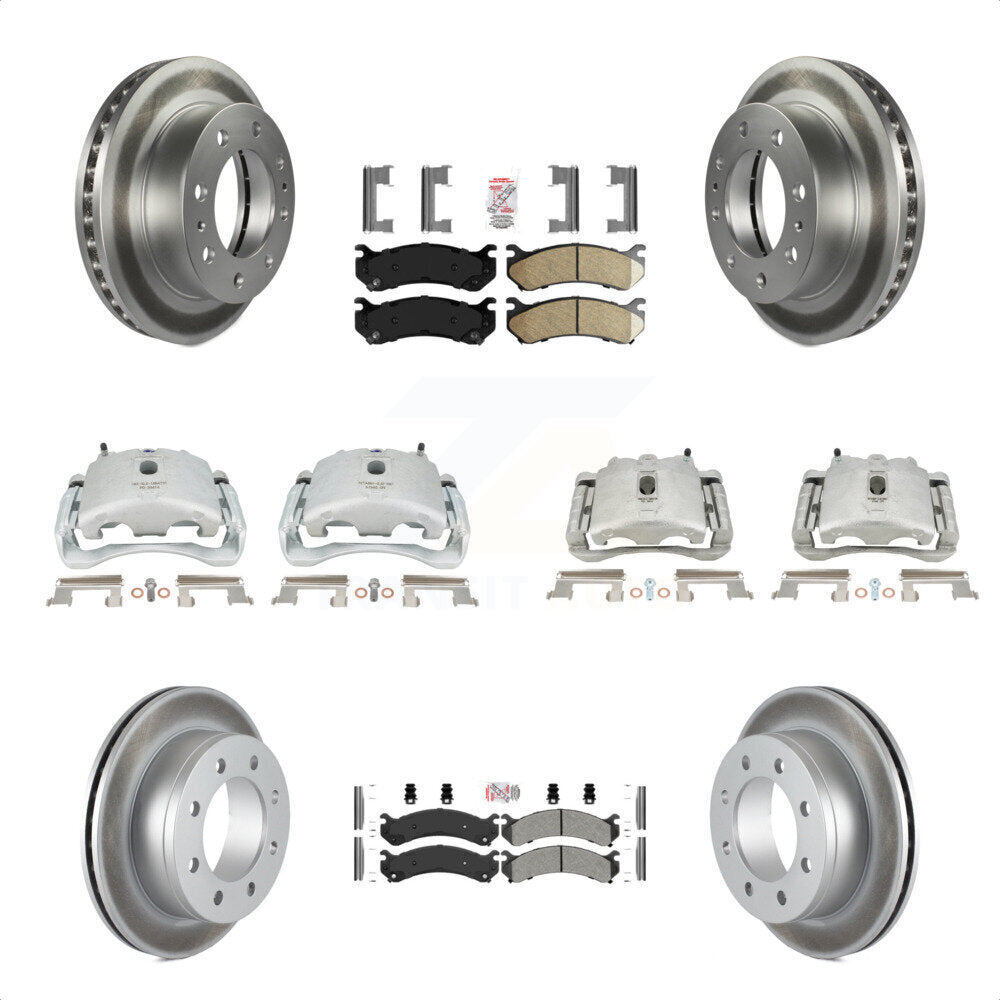 Front Rear Disc Brake Caliper Coated Rotors And PADSMATERIAL Pads Kit (10Pc) For Chevrolet Silverado 2500 HD GMC Sierra 3500 Classic Suburban Yukon XL Avalanche KCG-102655N by Transit Auto