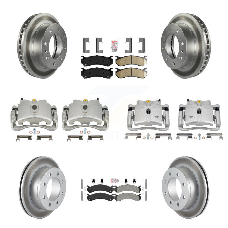 Front Rear Disc Brake Caliper Coated Rotors And PADSMATERIAL Pads Kit (10Pc) For Chevrolet Silverado 2500 HD GMC Sierra 3500 Classic Suburban Yukon XL Avalanche KCG-102655N