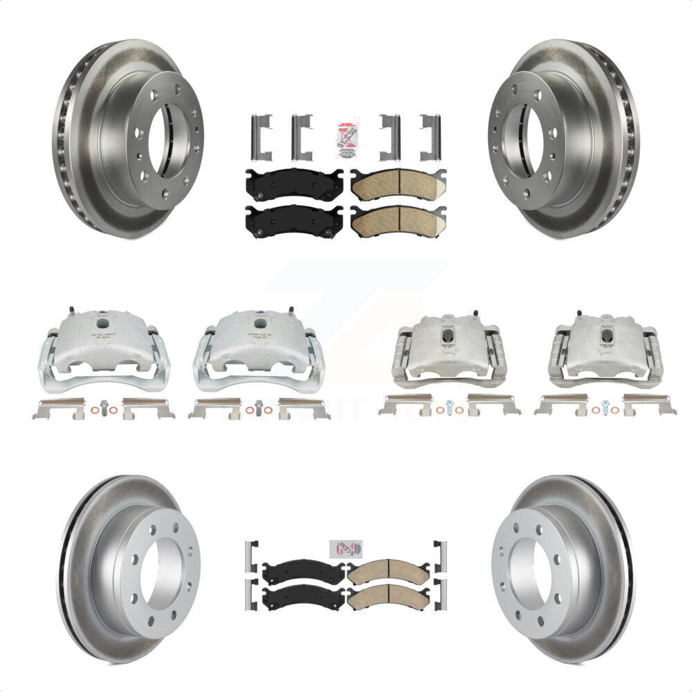 Front Rear Disc Brake Caliper Coated Rotors And Ceramic Pads Kit (10Pc) For Chevrolet Silverado 2500 HD GMC Sierra 3500 Classic Suburban Yukon XL Avalanche KCG-102656N by Transit Auto