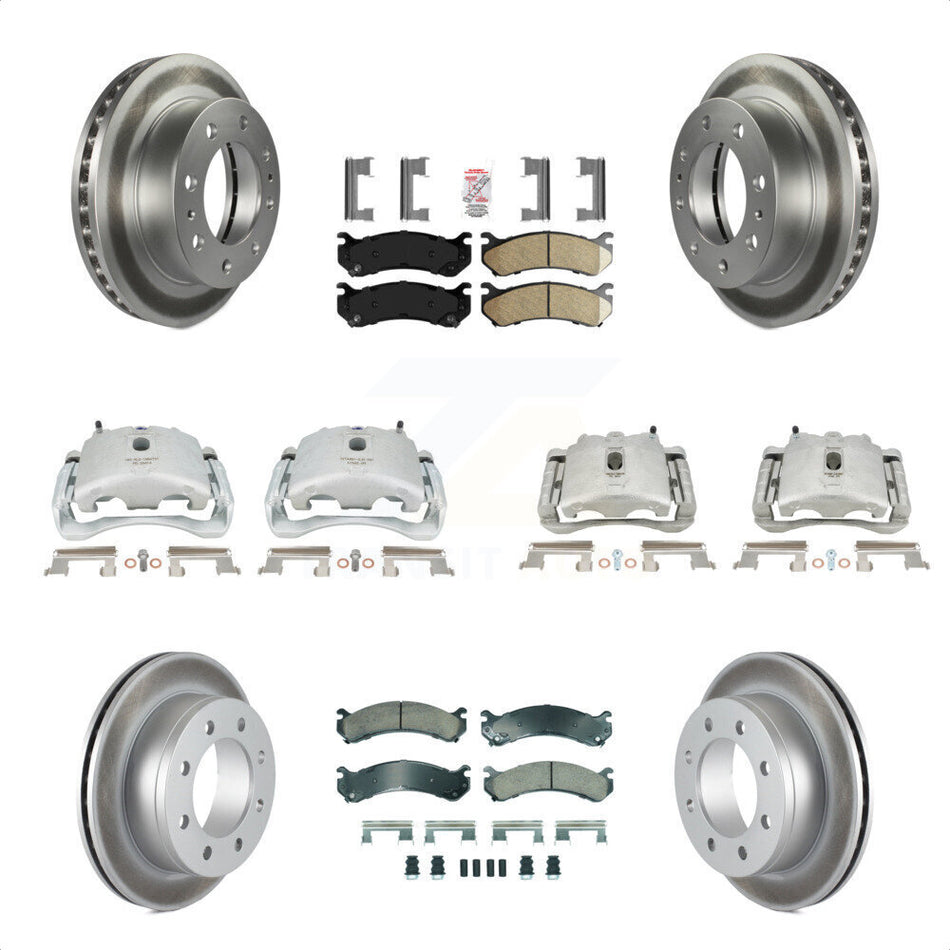 Front Rear Disc Brake Caliper Coated Rotors And Ceramic Pads Kit (10Pc) For Chevrolet Silverado 2500 HD GMC Sierra 3500 Classic Suburban Yukon XL Avalanche KCG-102657N by Transit Auto