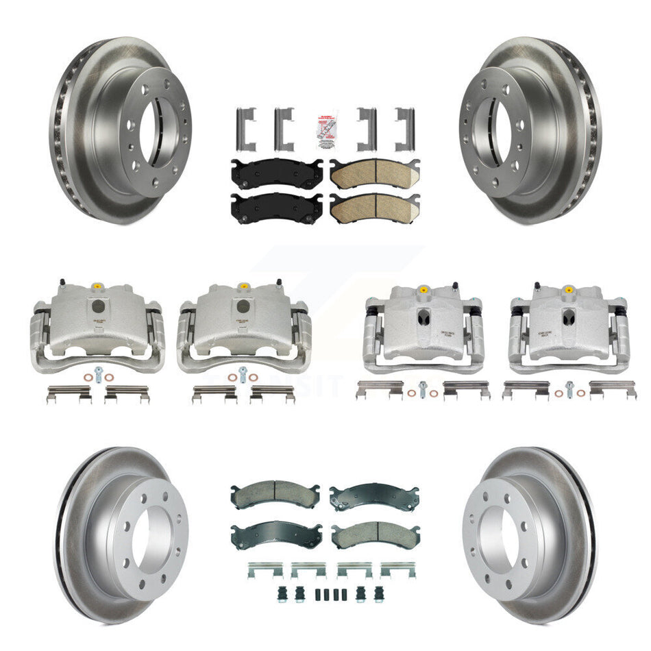 Front Rear Disc Brake Caliper Coated Rotors And Ceramic Pads Kit (10Pc) For Chevrolet Silverado 2500 HD GMC Sierra 3500 Classic Suburban Yukon XL Avalanche KCG-102657N