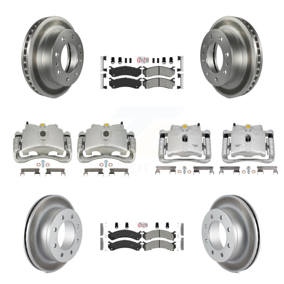 Front Rear Disc Brake Caliper Coated Rotors And Semi-Metallic Pads Kit (10Pc) For Chevrolet Silverado 2500 HD GMC Sierra 3500 Classic Suburban Yukon XL Avalanche KCG-102658N