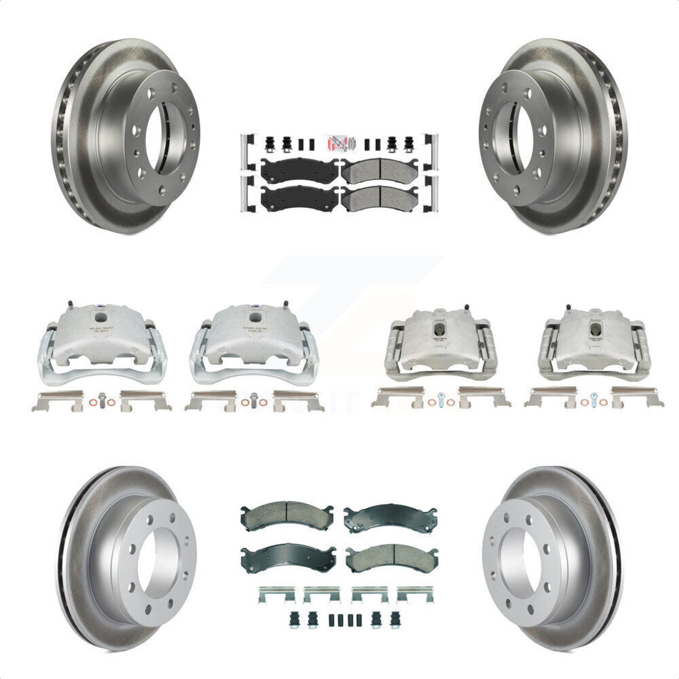 Front Rear Disc Brake Caliper Coated Rotors And Semi-Metallic Pads Kit (10Pc) For Chevrolet Silverado 2500 HD GMC Sierra 3500 Classic Suburban Yukon XL Avalanche KCG-102660N by Transit Auto