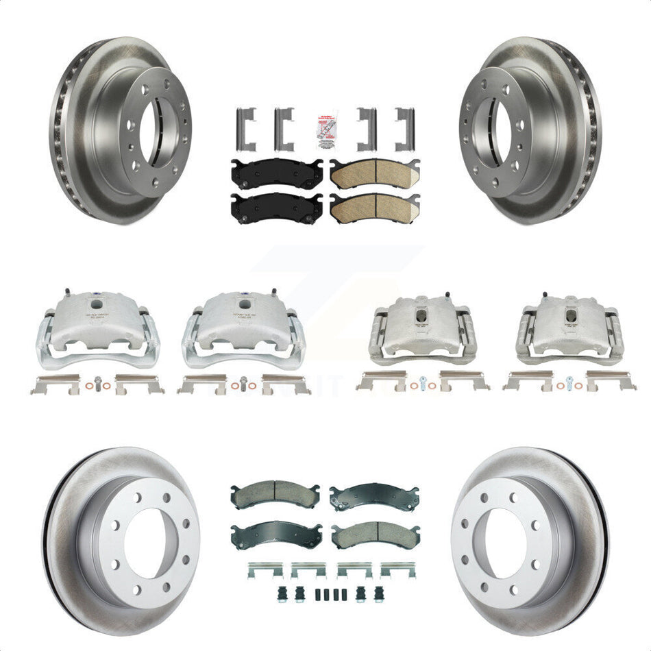 Front Rear Disc Brake Caliper Coated Rotors And Ceramic Pads Kit (10Pc) For Chevrolet Silverado 2500 HD GMC Sierra Hummer H2 1500 Suburban Yukon XL Avalanche Classic KCG-102663N by Transit Auto