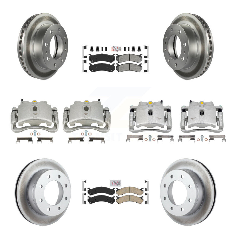 Front Rear Disc Brake Caliper Coated Rotors And PADSMATERIAL Pads Kit (10Pc) For Chevrolet Silverado 2500 HD GMC Sierra Hummer H2 1500 Suburban Yukon XL Avalanche Classic KCG-102665N