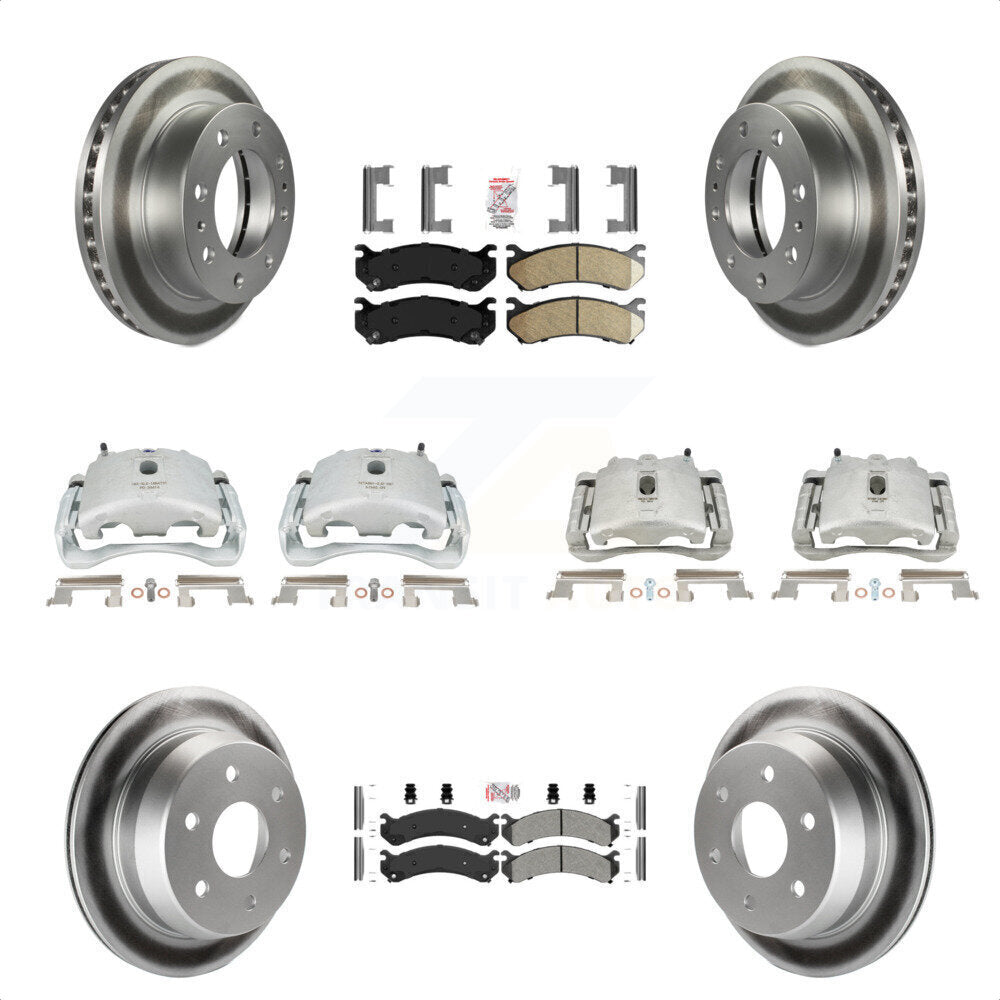 Front Rear Disc Brake Caliper Coated Rotors And PADSMATERIAL Pads Kit (10Pc) For 2003 Chevrolet Silverado 2500 HD Suburban GMC Sierra KCG-102667N by Transit Auto