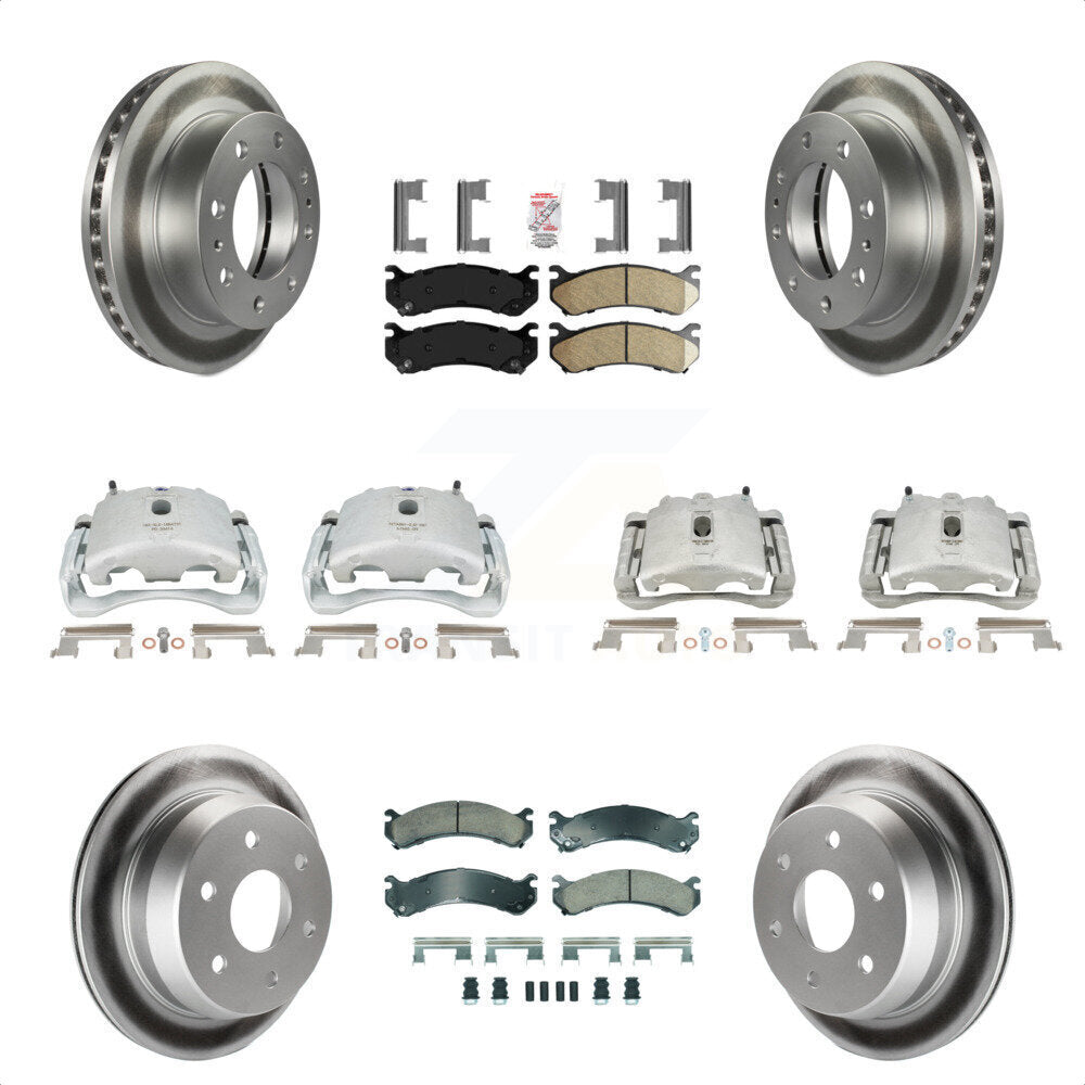 Front Rear Disc Brake Caliper Coated Rotors And Ceramic Pads Kit (10Pc) For 2003 Chevrolet Silverado 2500 HD Suburban GMC Sierra KCG-102669N by Transit Auto