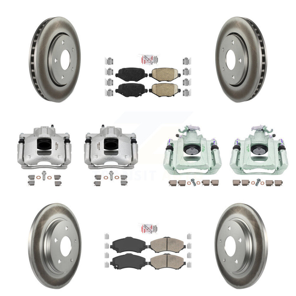 Front Rear Disc Brake Caliper Coated Rotors And Ceramic Pads Kit (10Pc) For Ram C/V KCG-102678N