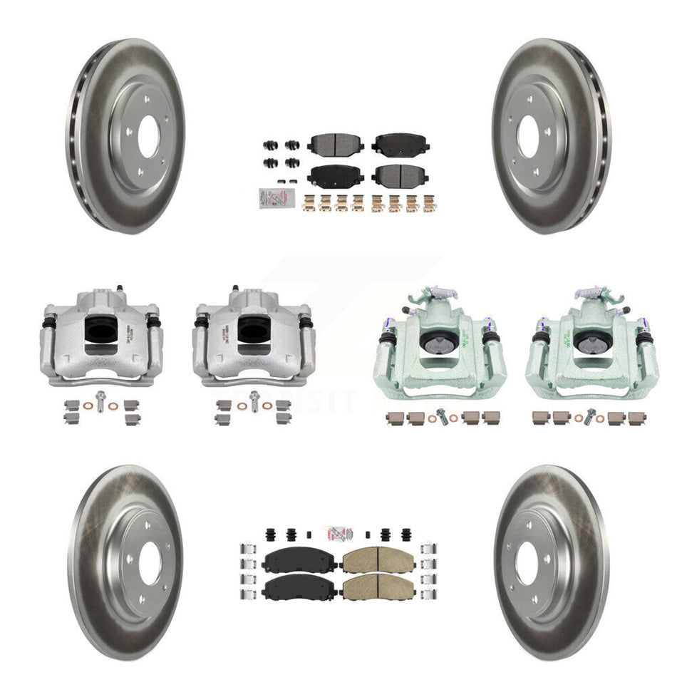 Front Rear Disc Brake Caliper Coated Rotors And Ameribrakes Pads Kit (10Pc) For Ram C/V KCG-102679N