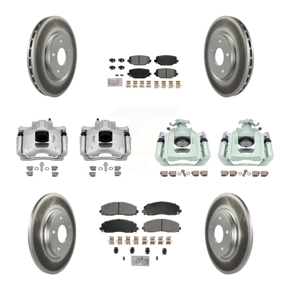 Front Rear Disc Brake Caliper Coated Rotors And Semi-Metallic Pad Kit (10Pc) For Ram C/V KCG-102681N