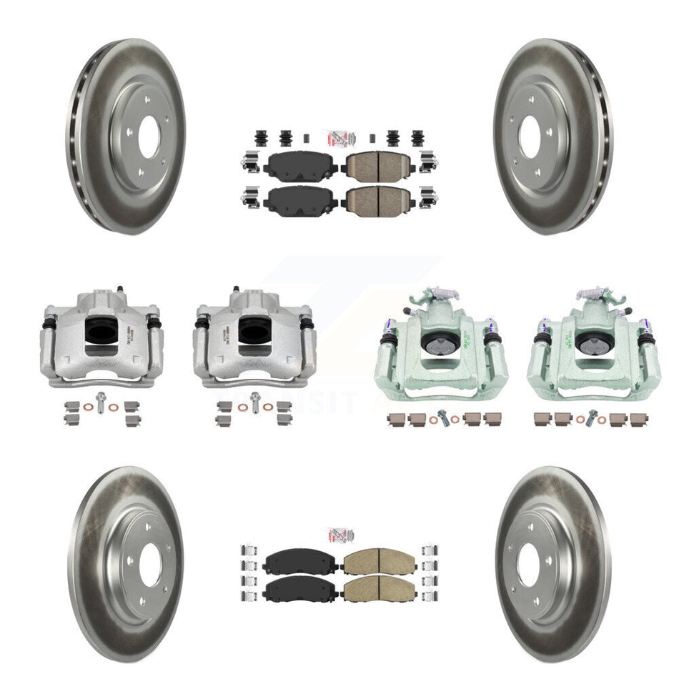 Front Rear Disc Brake Caliper Coated Rotors And Ceramic Pads Kit (10Pc) For Ram C/V KCG-102683N