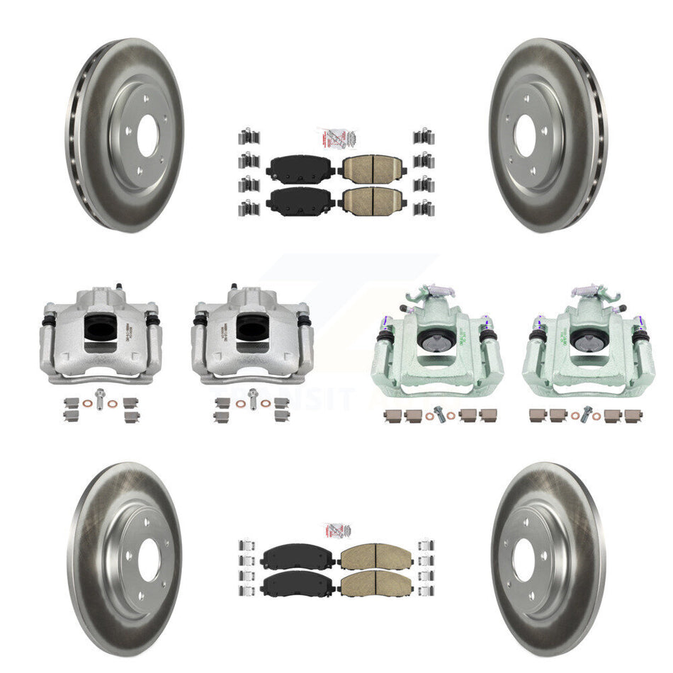 Front Rear Disc Brake Caliper Coated Rotors And Ceramic Pads Kit (10Pc) For Ram C/V KCG-102686N
