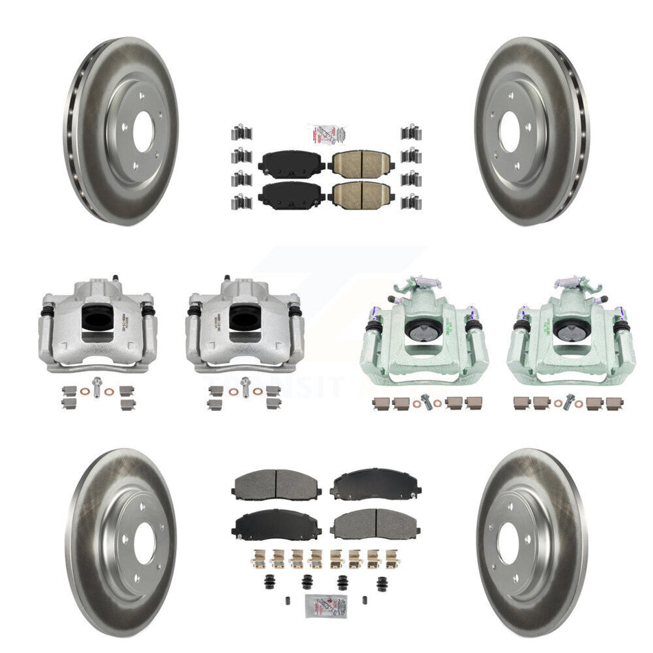 Front Rear Disc Brake Caliper Coated Rotors And Ameribrakes Pads Kit (10Pc) For Ram C/V KCG-102687N