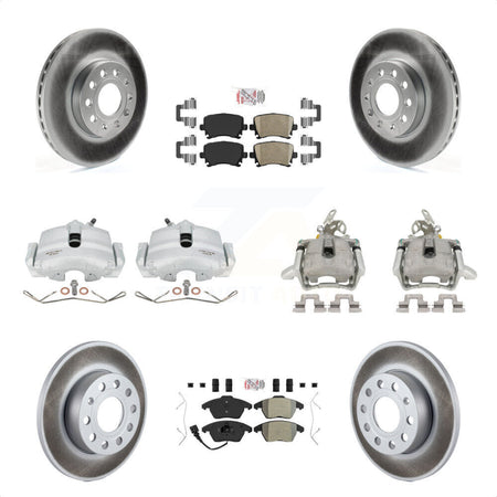 Front Rear Disc Brake Caliper Coated Rotors And PADSMATERIAL Pads Kit (10Pc) For 2006-2009 Volkswagen Rabbit KCG-102693N by Transit Auto