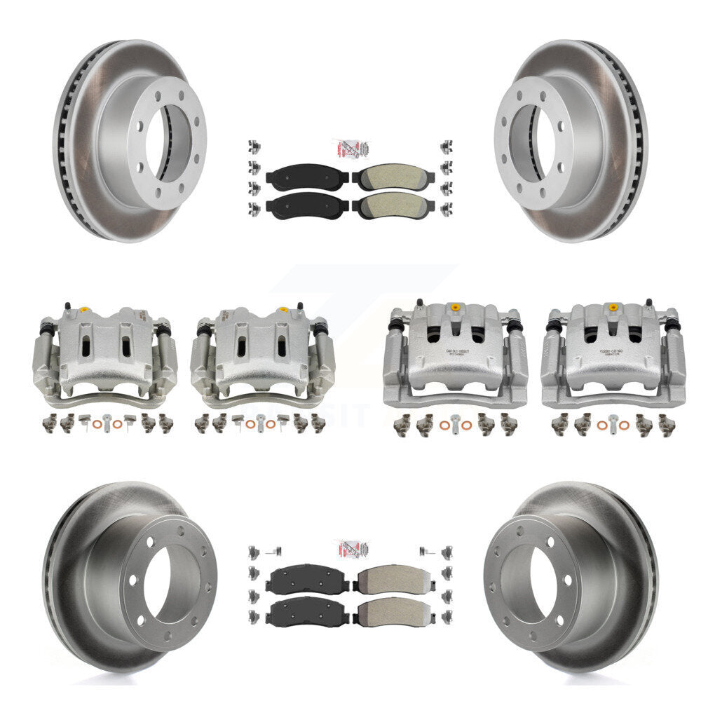 Front Rear Brake Caliper Coat Rotors & Semi-Metallic Pad Kit (10Pc) For Ford F-350 Super KCG-102698N