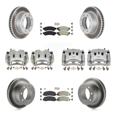 Front Rear Brake Caliper Coat Rotors & Semi-Metallic Pad Kit (10Pc) For Ford F-350 Super KCG-102698N