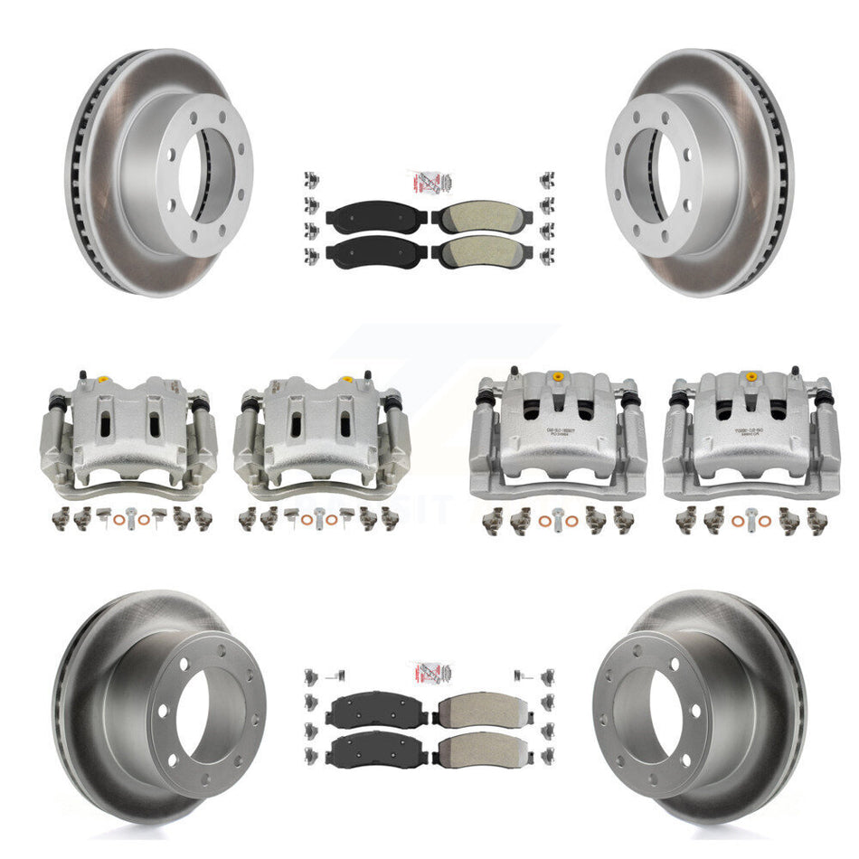 Front Rear Brake Caliper Coat Rotors & Semi-Metallic Pad Kit (10Pc) For Ford F-350 Super KCG-102698N