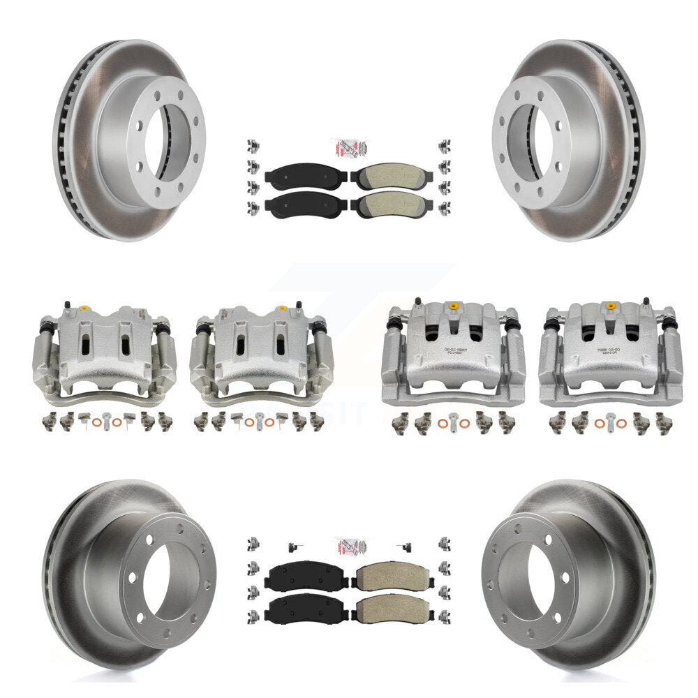 Front Rear Brake Caliper Coat Rotors & Semi-Metallic Pad Kit (10Pc) For Ford F-250 Super KCG-102699N