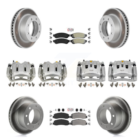 Front Rear Brake Caliper Coat Rotors & Semi-Metallic Pad Kit (10Pc) For Ford F-250 Super KCG-102700N