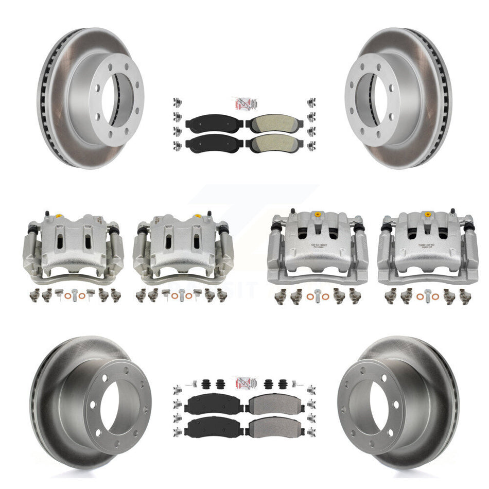 Front Rear Brake Caliper Coat Rotors & Semi-Metallic Pad Kit (10Pc) For Ford F-250 Super KCG-102700N