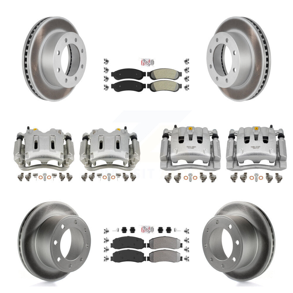 Front Rear Brake Caliper Coat Rotors & Semi-Metallic Pad Kit (10Pc) For Ford F-350 Super KCG-102701N