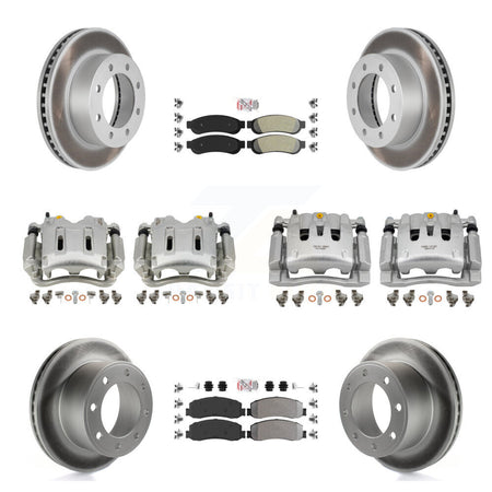 Front Rear Brake Caliper Coat Rotors & Semi-Metallic Pad Kit (10Pc) For Ford F-350 Super KCG-102701N