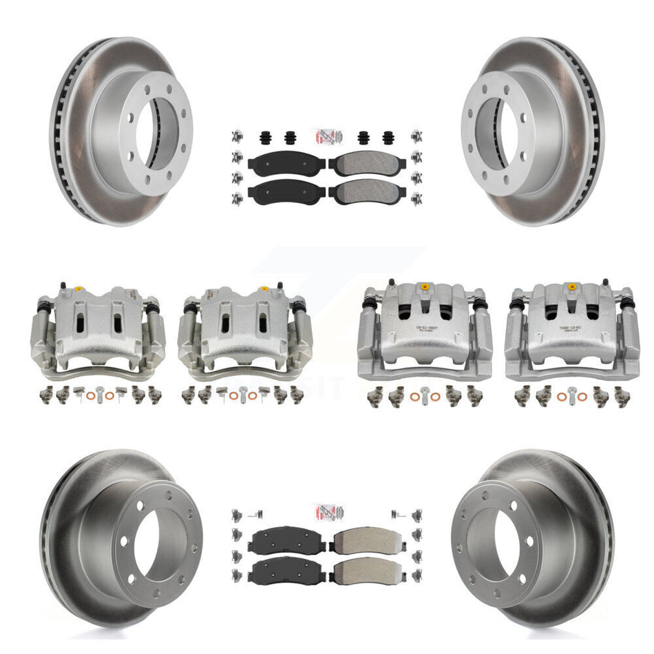 Front Rear Brake Caliper Coat Rotors & Semi-Metallic Pad Kit (10Pc) For Ford F-350 Super KCG-102702N