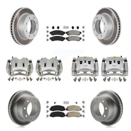 Front Rear Brake Caliper Coat Rotors & Semi-Metallic Pad Kit (10Pc) For Ford F-250 Super KCG-102703N