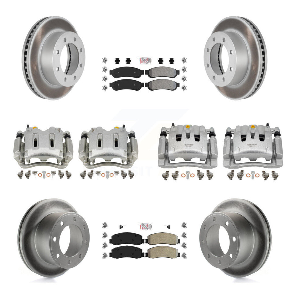 Front Rear Brake Caliper Coat Rotors & Semi-Metallic Pad Kit (10Pc) For Ford F-250 Super KCG-102703N
