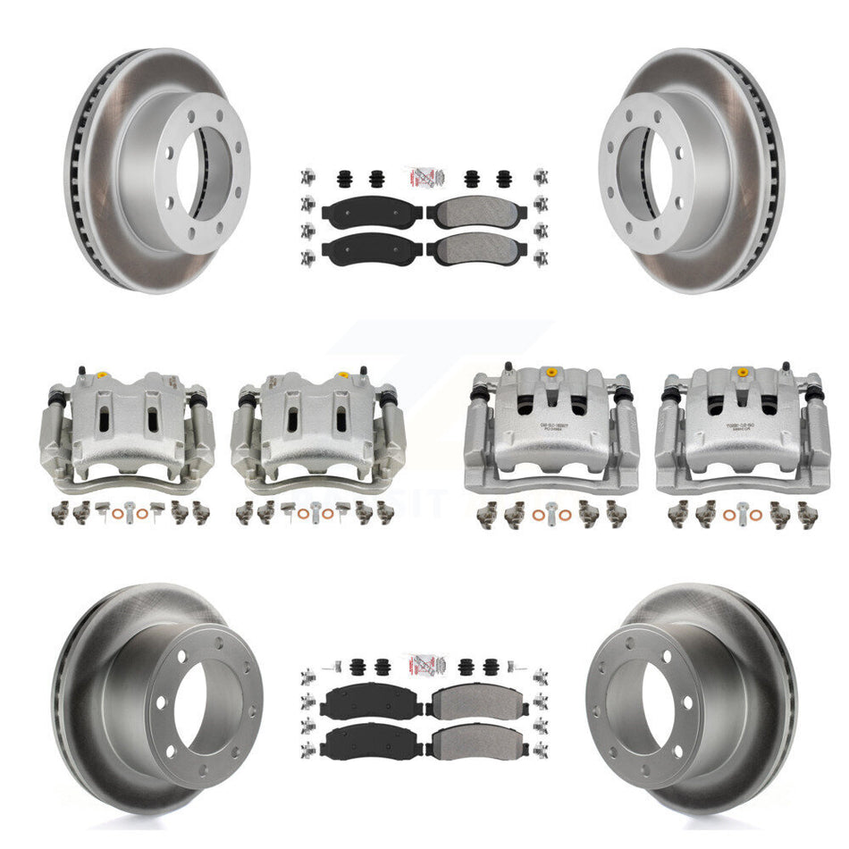 Front Rear Brake Caliper Coat Rotors & Semi-Metallic Pad Kit (10Pc) For Ford F-250 Super KCG-102704N