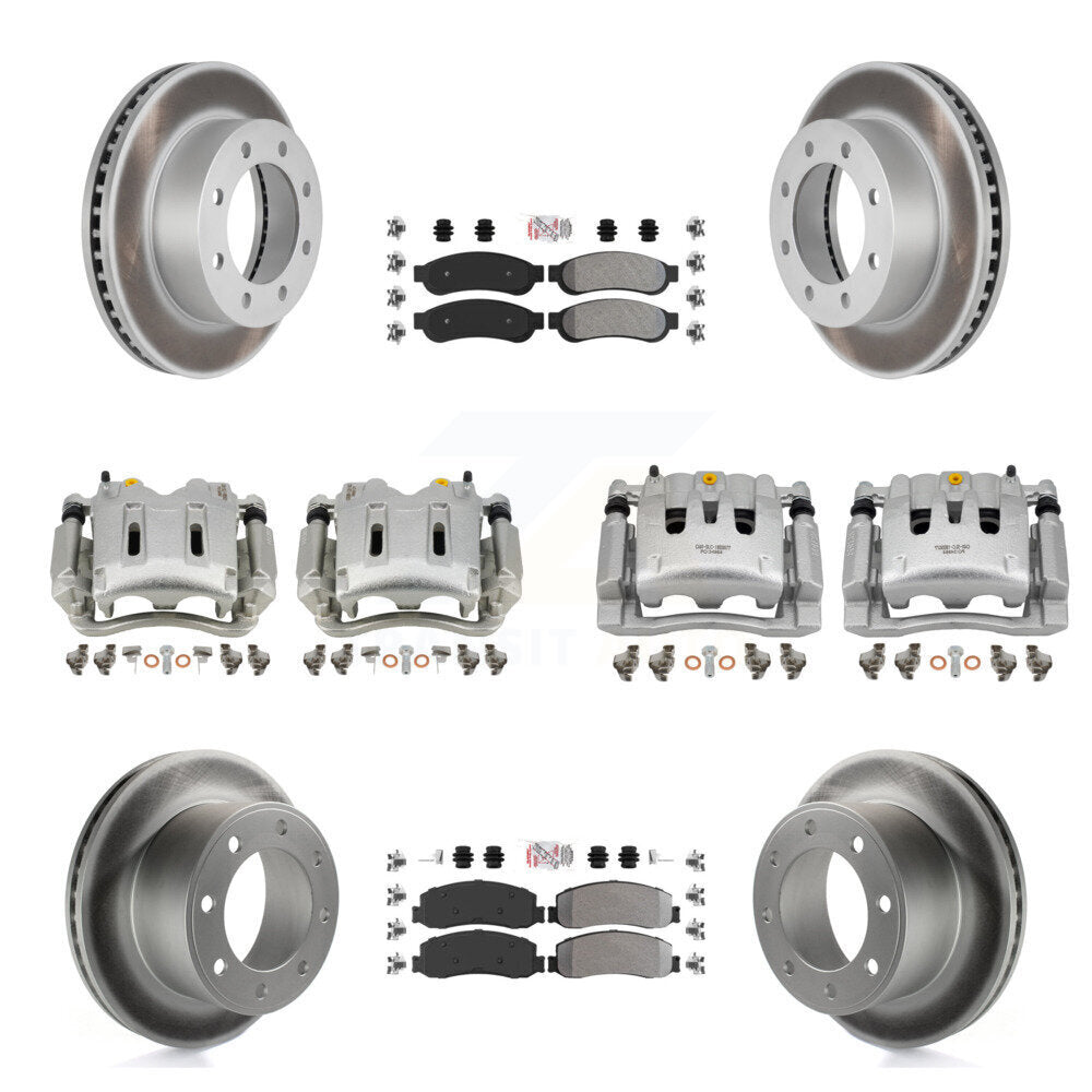 Front Rear Brake Caliper Coat Rotors & Semi-Metallic Pad Kit (10Pc) For Ford F-350 Super KCG-102705N