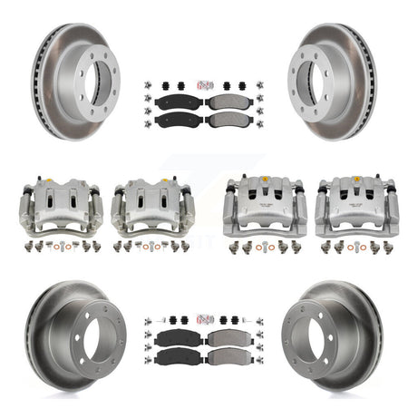 Front Rear Brake Caliper Coat Rotors & Semi-Metallic Pad Kit (10Pc) For Ford F-350 Super KCG-102705N