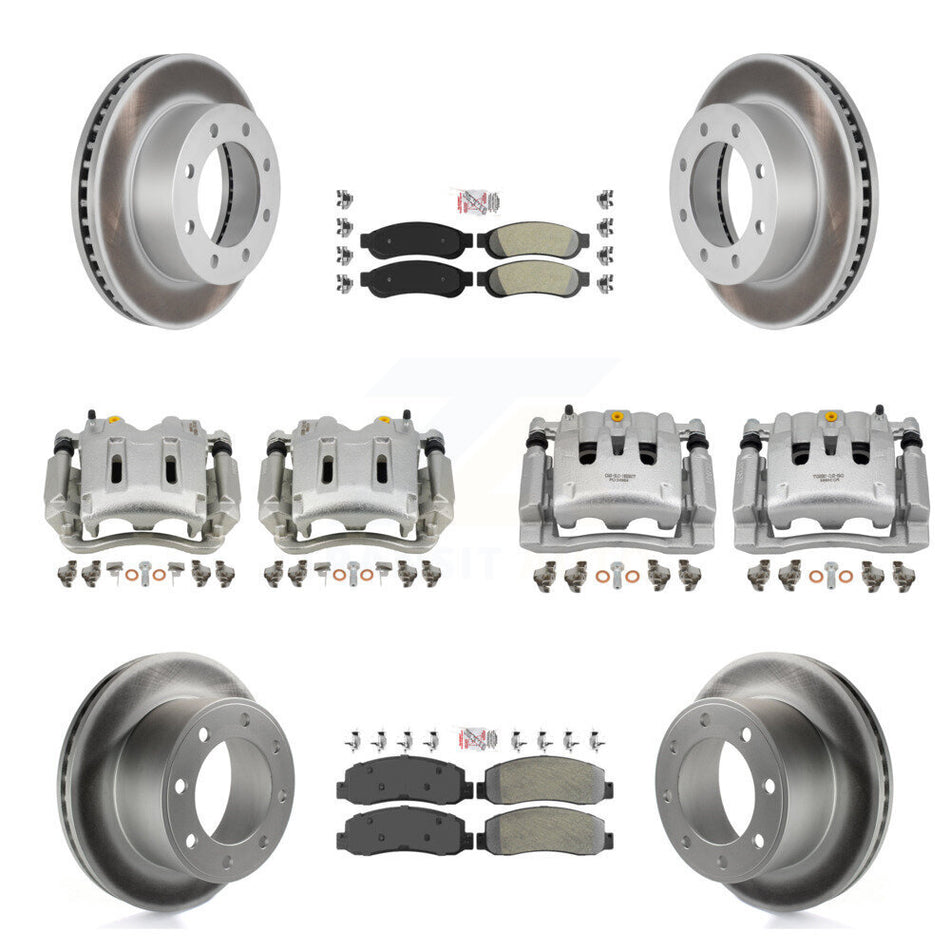 Front Rear Disc Brake Caliper Coated Rotors And Semi-Metallic Pads Kit (10Pc) For KCG-102706N