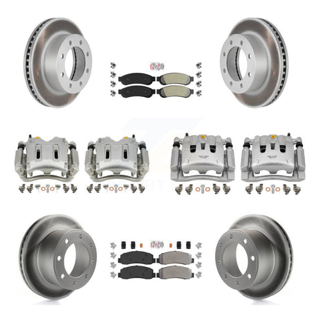 Front Rear Disc Brake Caliper Coated Rotors And Semi-Metallic Pads Kit (10Pc) For KCG-102707N