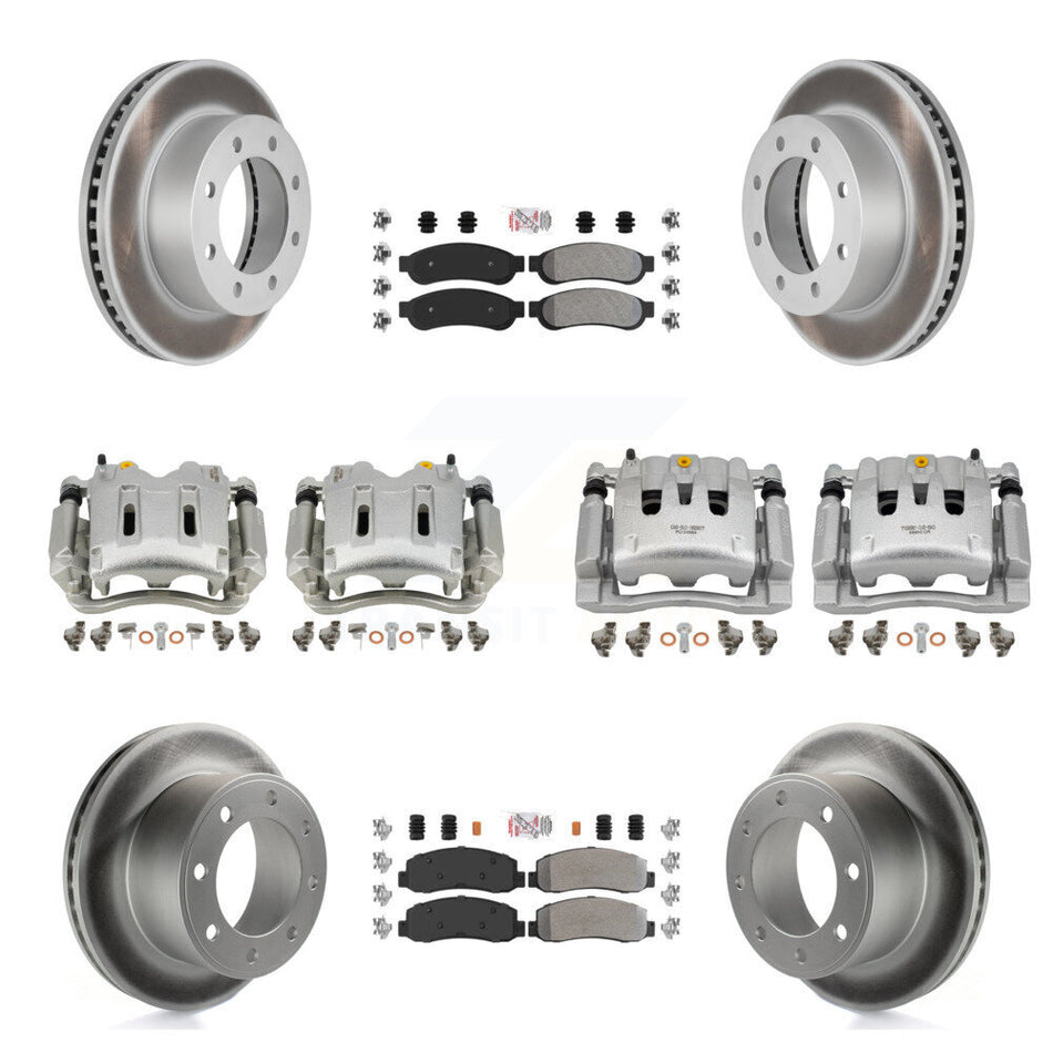 Front Rear Disc Brake Caliper Coated Rotors And Semi-Metallic Pads Kit (10Pc) For KCG-102709N