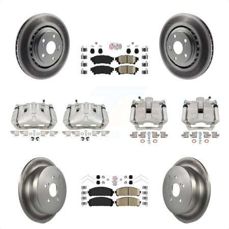 Front Rear Disc Brake Caliper Coated Rotors And Ceramic Pads Kit (10Pc) For Toyota Highlander Sienna Lexus RX350 KCG-102710N by Transit Auto