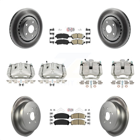 Front Rear Disc Brake Caliper Coated Rotors And Ceramic Pads Kit (10Pc) For 2014 Toyota Highlander Hybrid Limited with FULL HYBRID EV-GAS (FHEV) engine KCG-102715N by Transit Auto