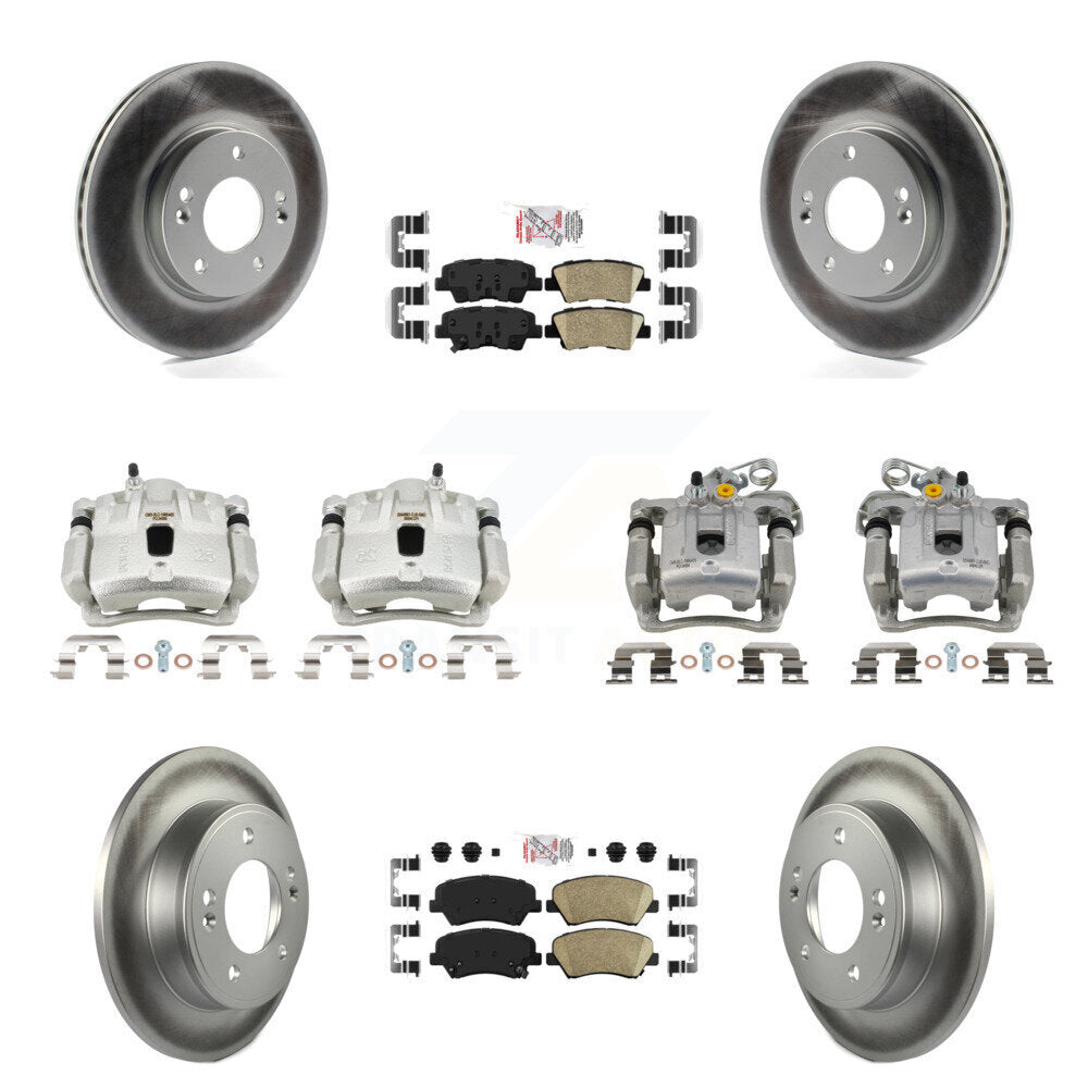 Front Rear Disc Brake Caliper Coat Rotors And Ceramic Pad Kit (10Pc) For Hyundai Elantra KCG-102719N
