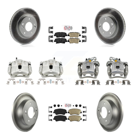 Front Rear Disc Brake Caliper Coat Rotors And Ceramic Pad Kit (10Pc) For Hyundai Elantra KCG-102719N