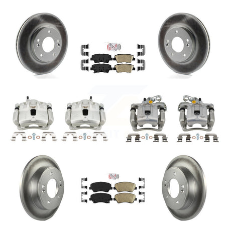 Front Rear Disc Brake Caliper Coat Rotors And Ceramic Pad Kit (10Pc) For Hyundai Elantra KCG-102720N