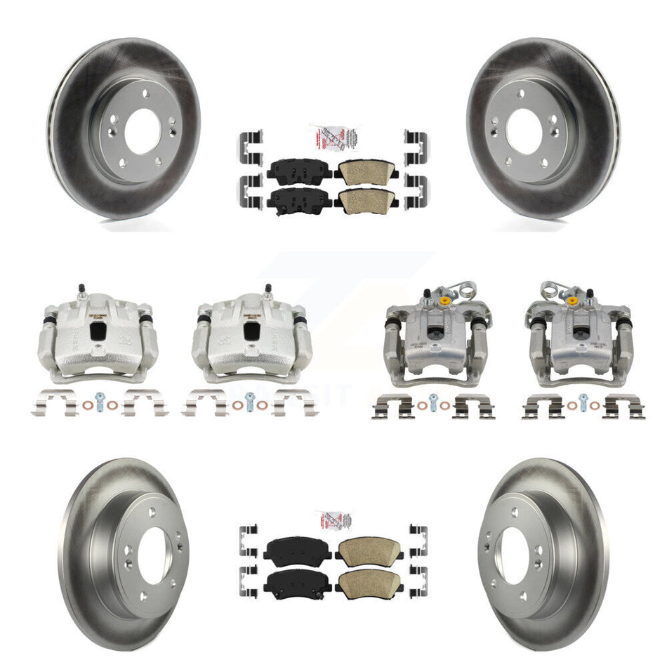 Front Rear Disc Brake Caliper Coat Rotors And Ceramic Pad Kit (10Pc) For Hyundai Elantra KCG-102720N