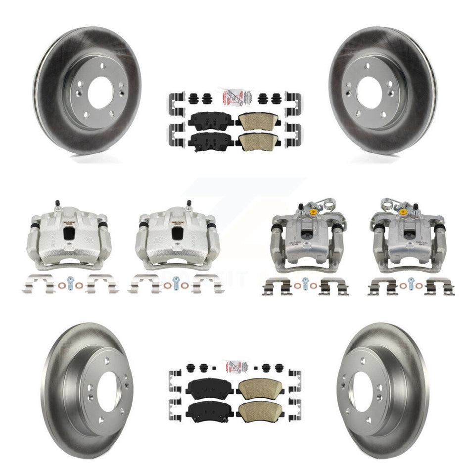 Front Rear Disc Brake Caliper Coat Rotors And Ceramic Pad Kit (10Pc) For Hyundai Elantra KCG-102721N
